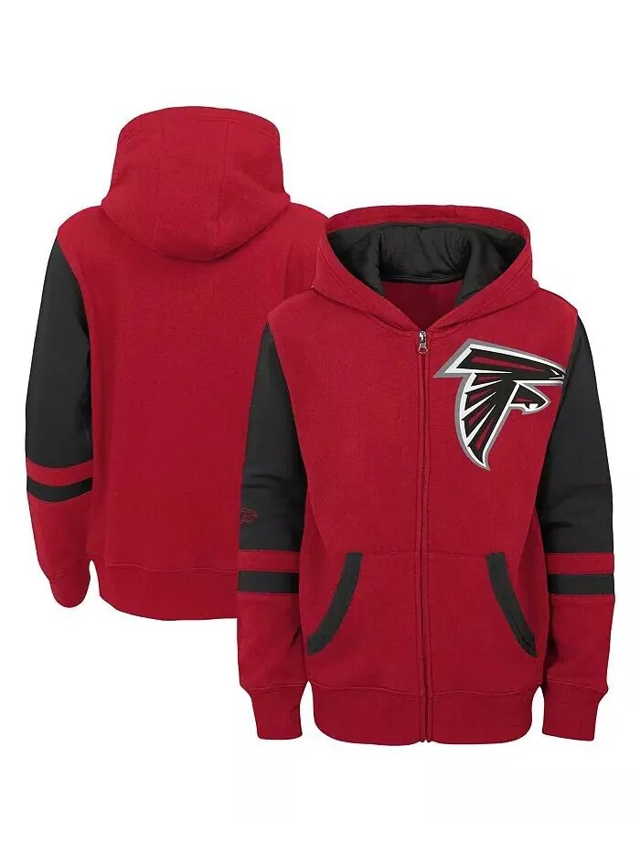 Красная толстовка с молнией во всю длину и цветными блоками Big Boys Atlanta Falcons Outerstuff — изображение 1 из 3, красный