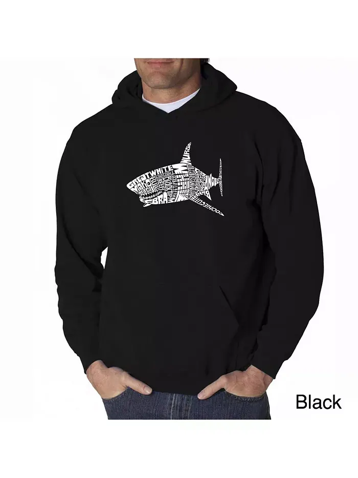 Мужская худи Word Art - Shark Species La Pop Art — изображение 1 из 3, черный