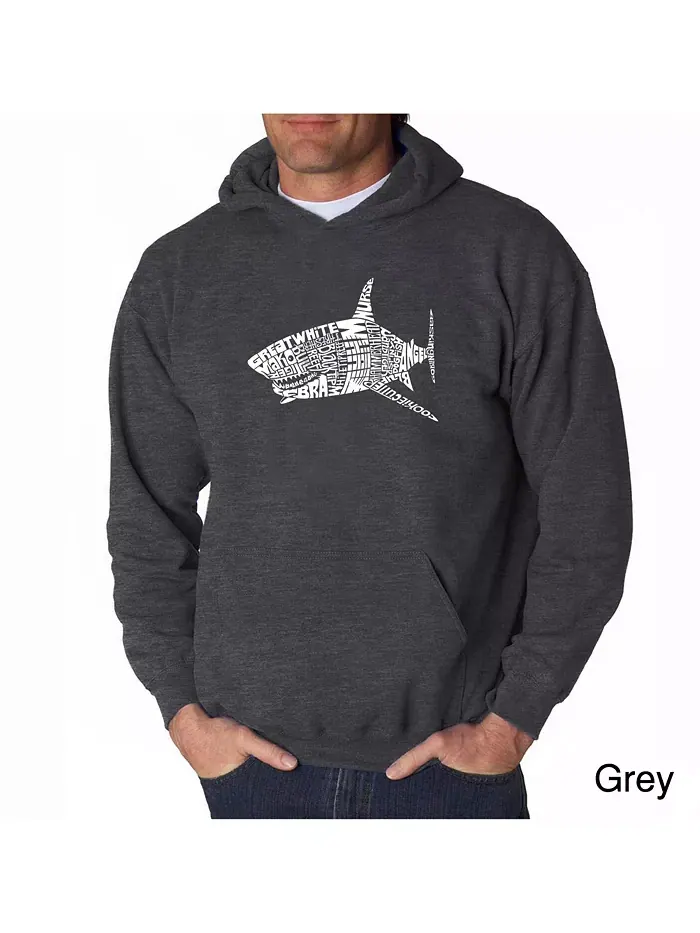 Мужская худи Word Art - Shark Species La Pop Art — изображение 3 из 3, черный
