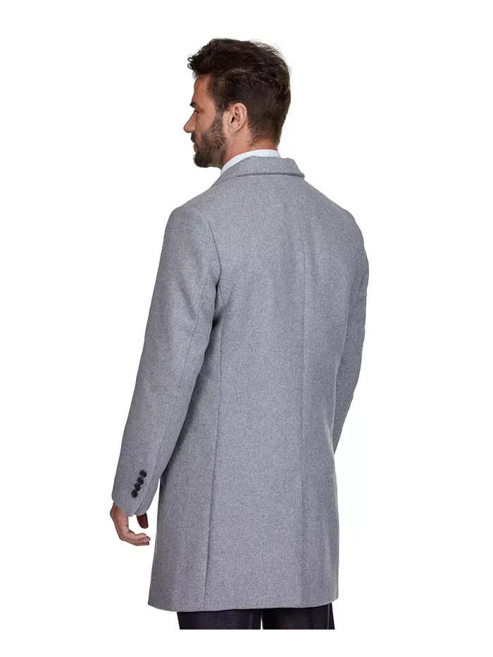Мужское шерстяное пальто Walker Car Coat с отложным воротником Braveman — изображение 3 из 4, светлый серый