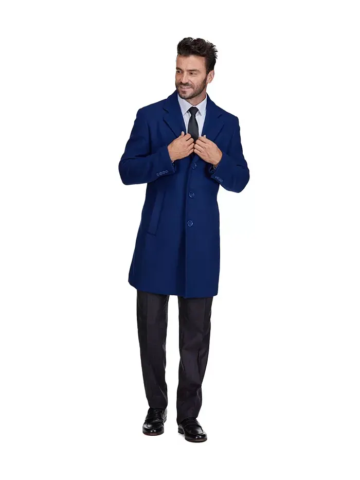 Мужское шерстяное пальто Walker Car Coat с отложным воротником Braveman — изображение 2 из 3, синий