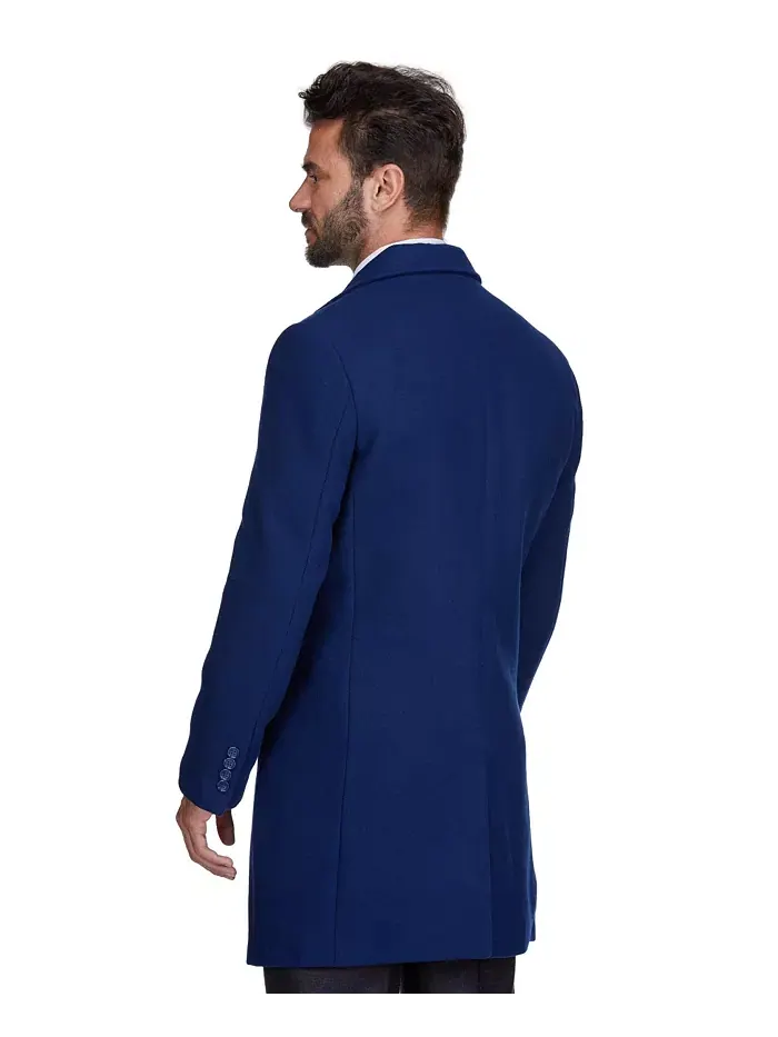 Мужское шерстяное пальто Walker Car Coat с отложным воротником Braveman — изображение 3 из 3, синий