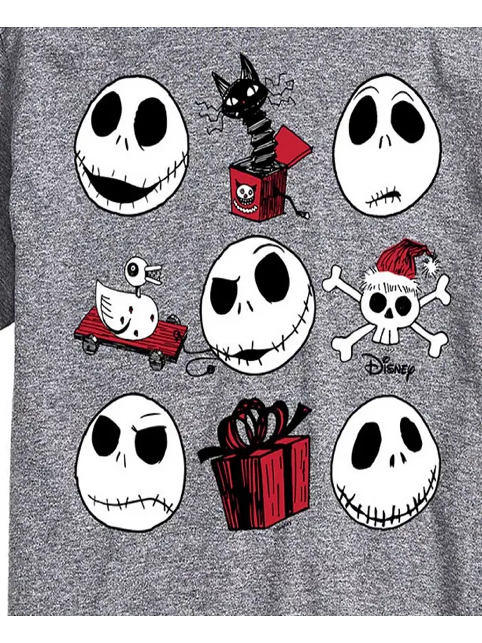 Мужская футболка с коротким рукавом "Nightmare Before Christmas Faces" AIRWAVES — изображение 3 из 3, серый