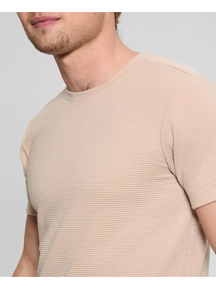 Мужская футболка с коротким рукавом свободного кроя Linear Textured с круглым вырезом GUESS — изображение 1 из 1, синий