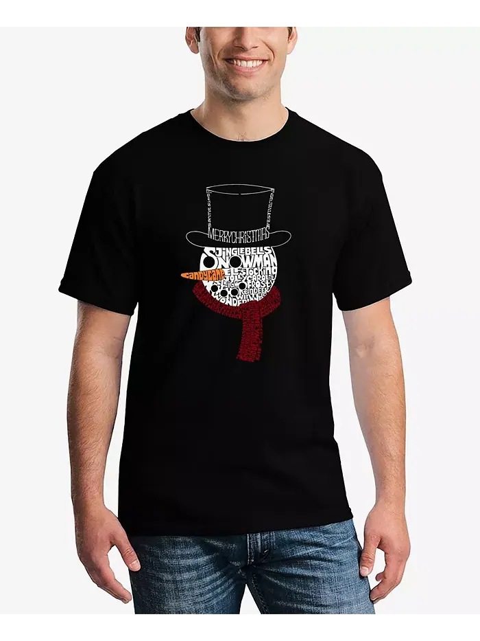 Мужская футболка с принтом "Snowman Face Word Art" LA Pop Art — изображение 1 из 3, черный