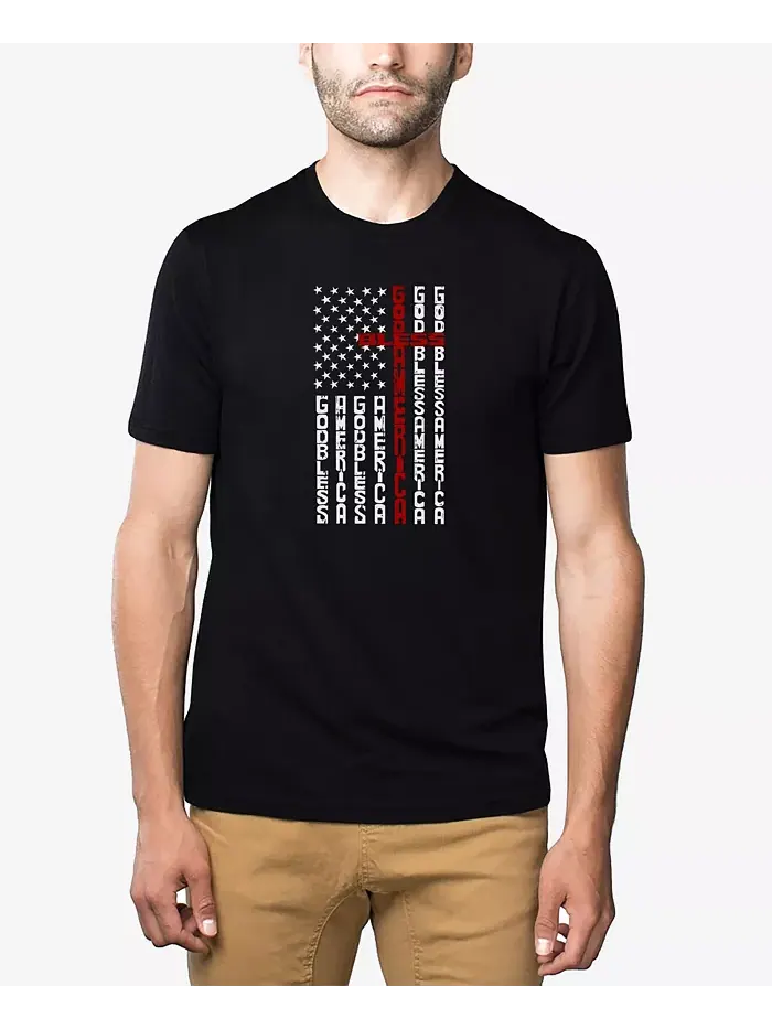 Мужская футболка Premium Blend с принтом Cross Flag и Word Art LA Pop Art — изображение 1 из 3, черный