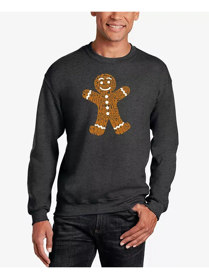 Мужской свитшот с принтом "Gingerbread" LA Pop Art — изображение 1 из 2, темный серый