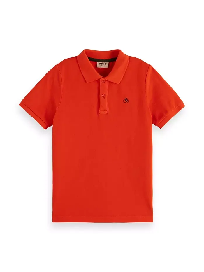 Детская и подростковая поло из пике с эффектом garment dye SCOTCH & SODA