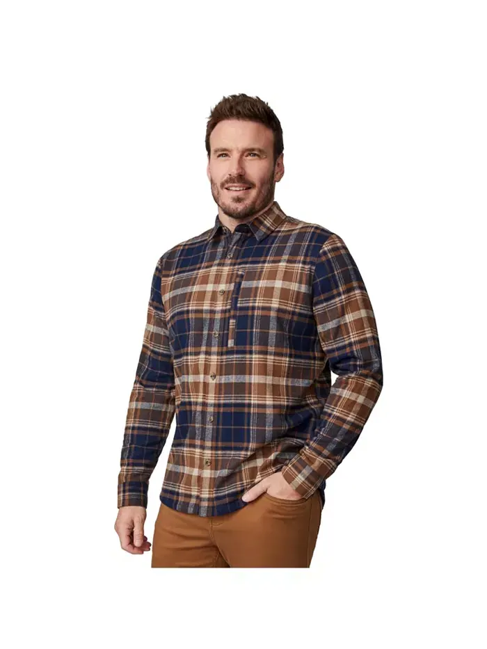 Мужская фланелевая рубашка Easywear II с флисовой подкладкой Free Country — изображение 1 из 6, коричневый