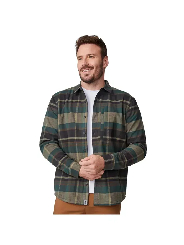 Мужская фланелевая рубашка Easywear II с флисовой подкладкой Free Country — изображение 2 из 3, зеленый