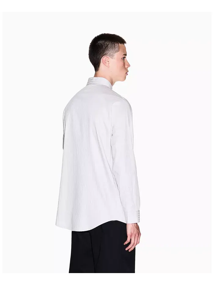 Мужская хлопковая рубашка с жаккардовым принтом и надписью A|X Armani Exchange — изображение 2 из 5, серебряный