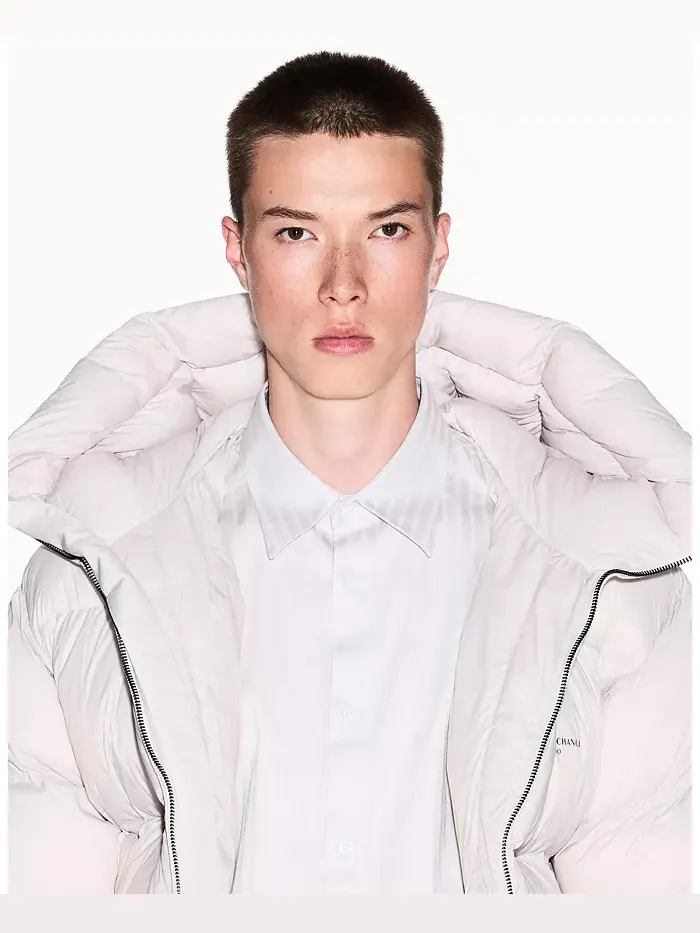 Мужская хлопковая рубашка с жаккардовым принтом и надписью A|X Armani Exchange — изображение 4 из 5, серебряный