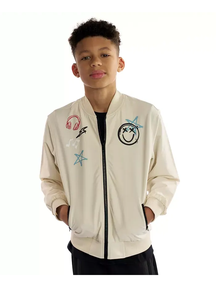 Мальчиковая куртка-бомбер Pierce Graphic Varsity для возрастов 5-20 Sovereign Code — бежевый