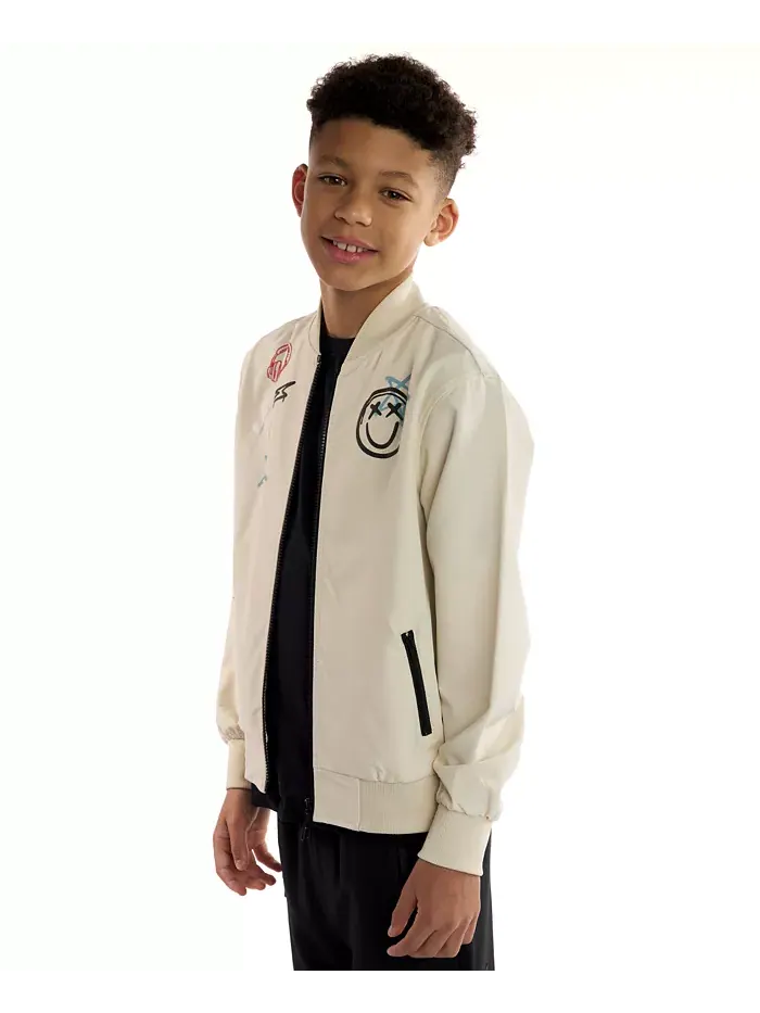 Мальчиковая куртка-бомбер Pierce Graphic Varsity для возрастов 5-20 Sovereign Code — изображение 3 из 4, бежевый/бежевый
