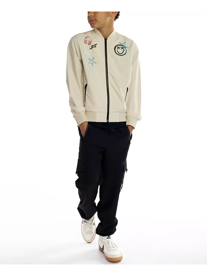 Мальчиковая куртка-бомбер Pierce Graphic Varsity для возрастов 5-20 Sovereign Code — изображение 4 из 4, бежевый/бежевый