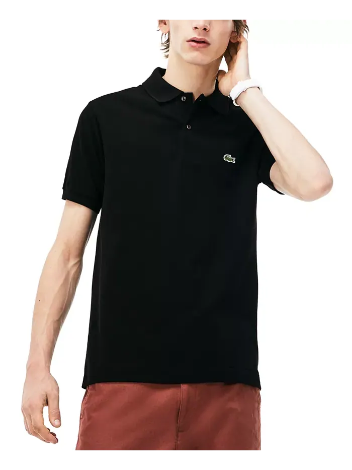 Футболка поло Lacoste L.12.12 мужская короткий рукав, классическая — изображение 1 из 3, черный