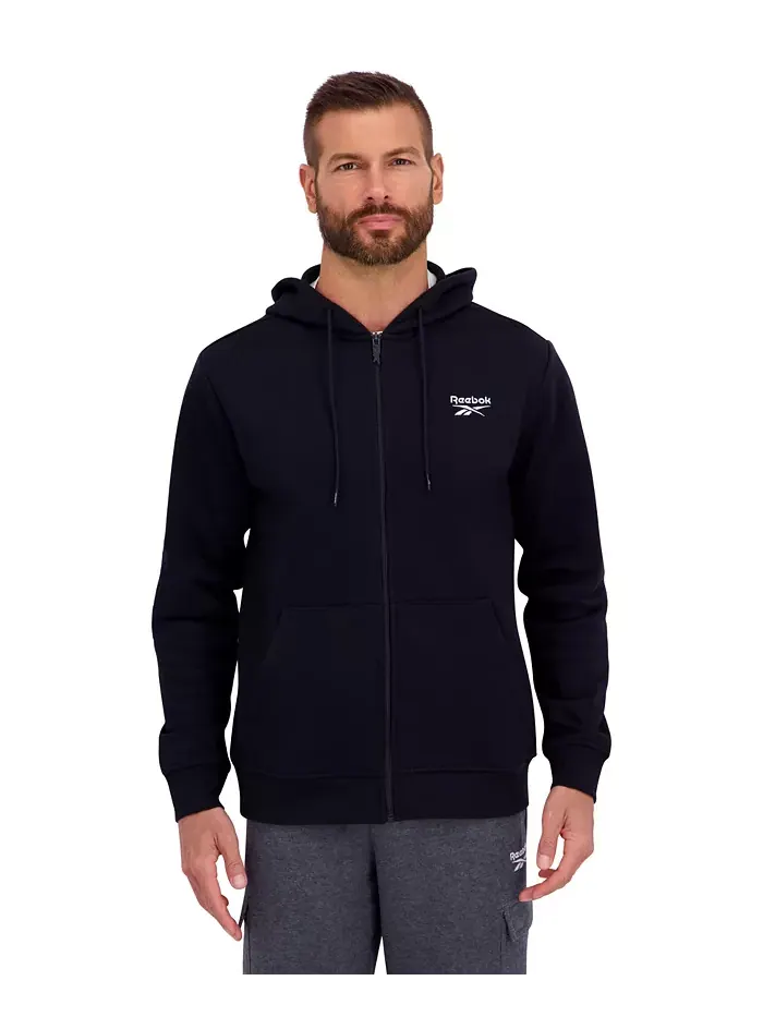Мужская худи с молнией из флиса Regular Reebok — изображение 1 из 1, черный