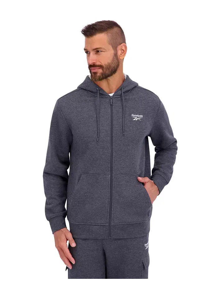 Мужская худи с молнией из флиса Regular Reebok — изображение 1 из 3, серый