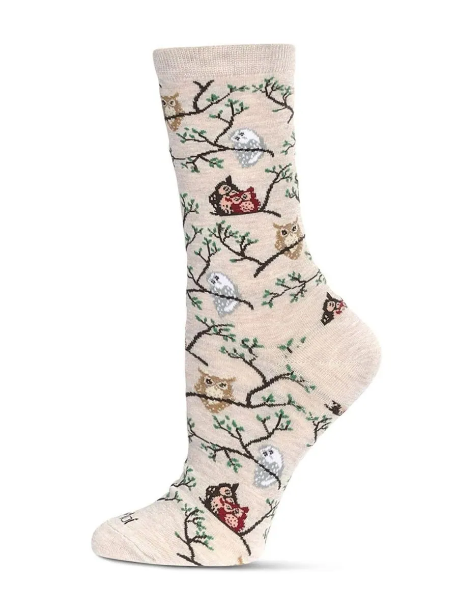 Женские носки Owls Crew Socks MeMoi — изображение 1 из 3, овсяный