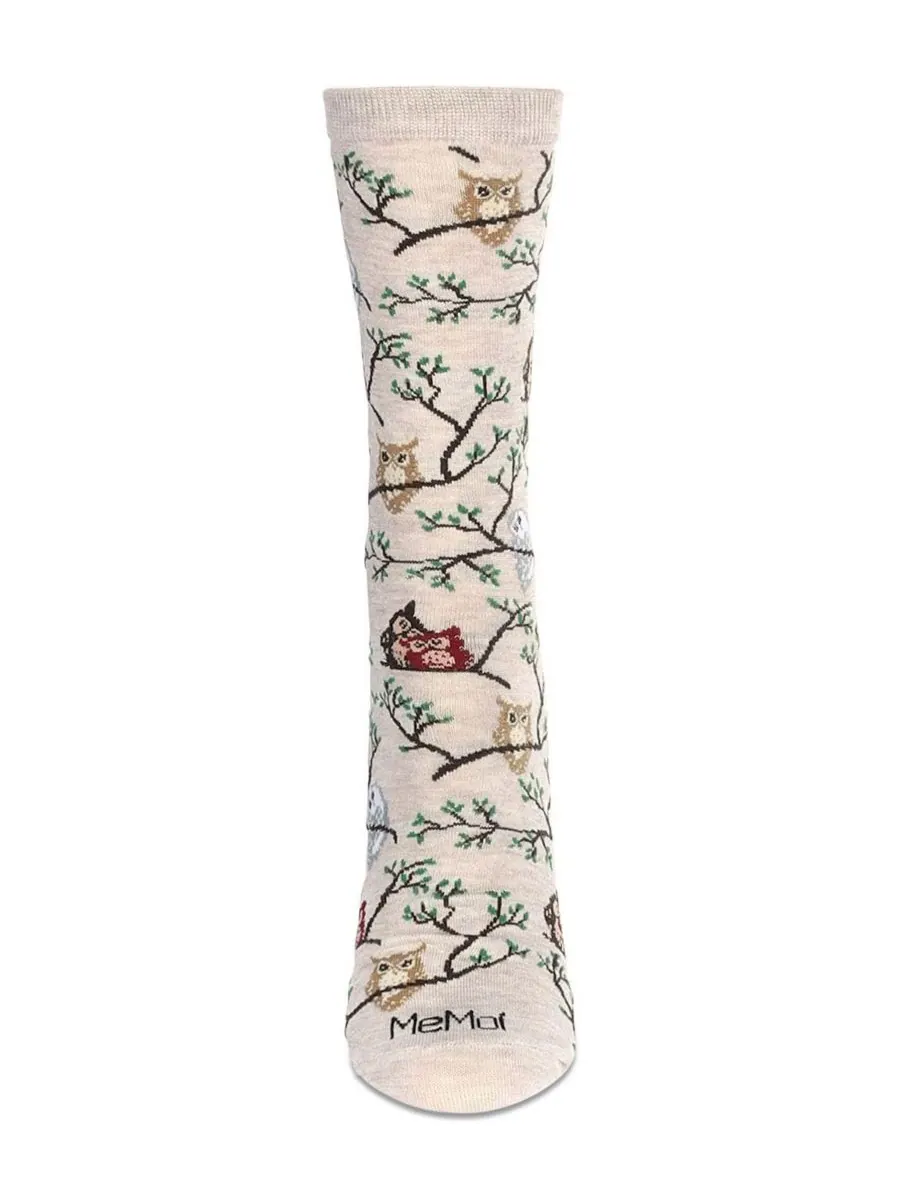 Женские носки Owls Crew Socks MeMoi — изображение 2 из 3, овсяный