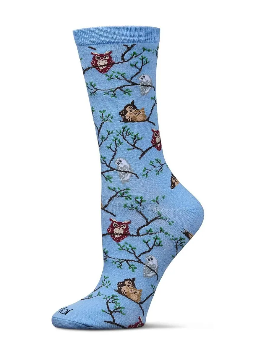 Женские носки Owls Crew Socks MeMoi — изображение 1 из 3, светлый синий