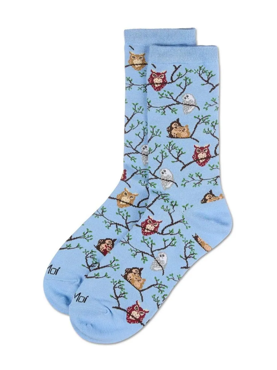 Женские носки Owls Crew Socks MeMoi — изображение 3 из 3, светлый синий