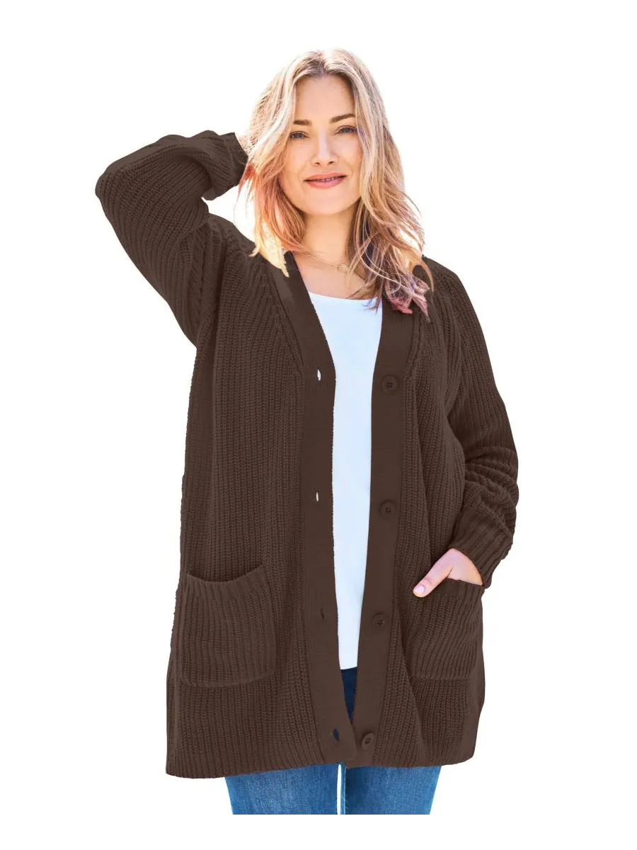 Кардиган-шейкер на пуговицах большого размера Woman Within