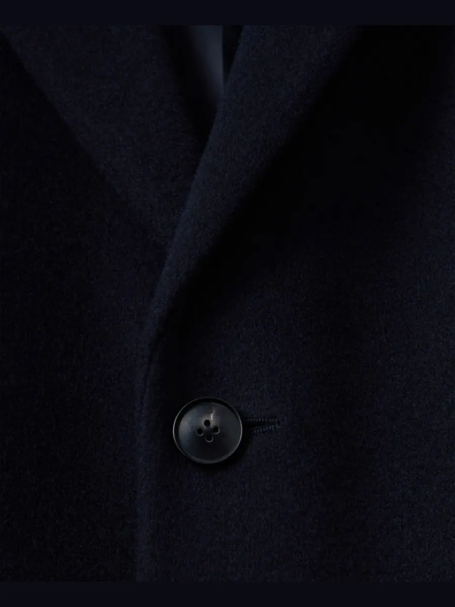 Мужское однобортное пальто из шерстяной смеси REISS — изображение 5 из 5, темно-синий