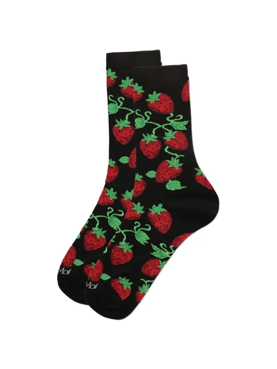 Женские носки Strawberry Vines MeMoi — изображение 3 из 3, черный