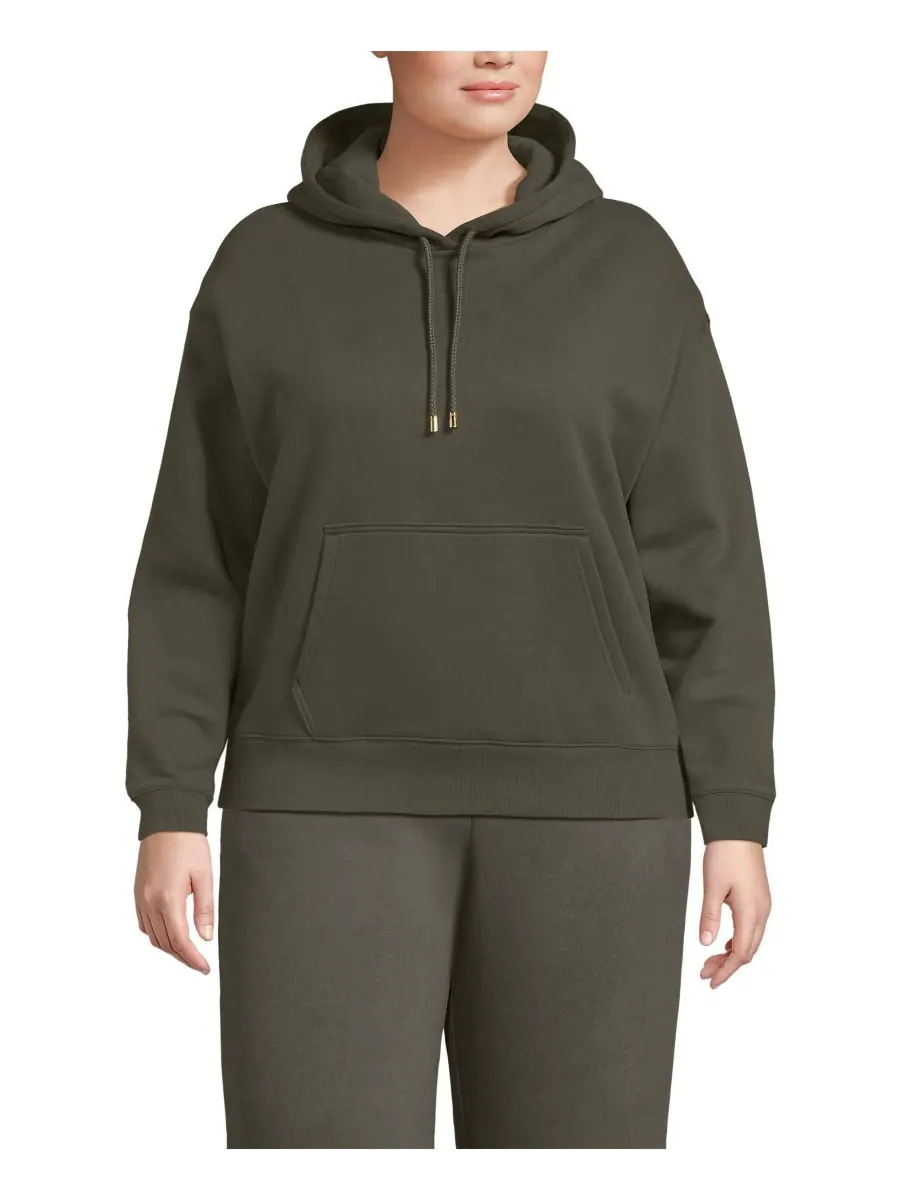 Толстовка с капюшоном Serious Sweats больших размеров Lands' End — изображение 1 из 3, зеленый