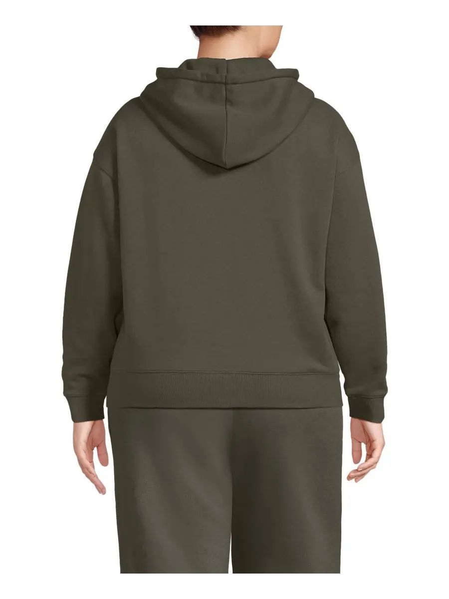 Толстовка с капюшоном Serious Sweats больших размеров Lands' End — изображение 2 из 3, зеленый