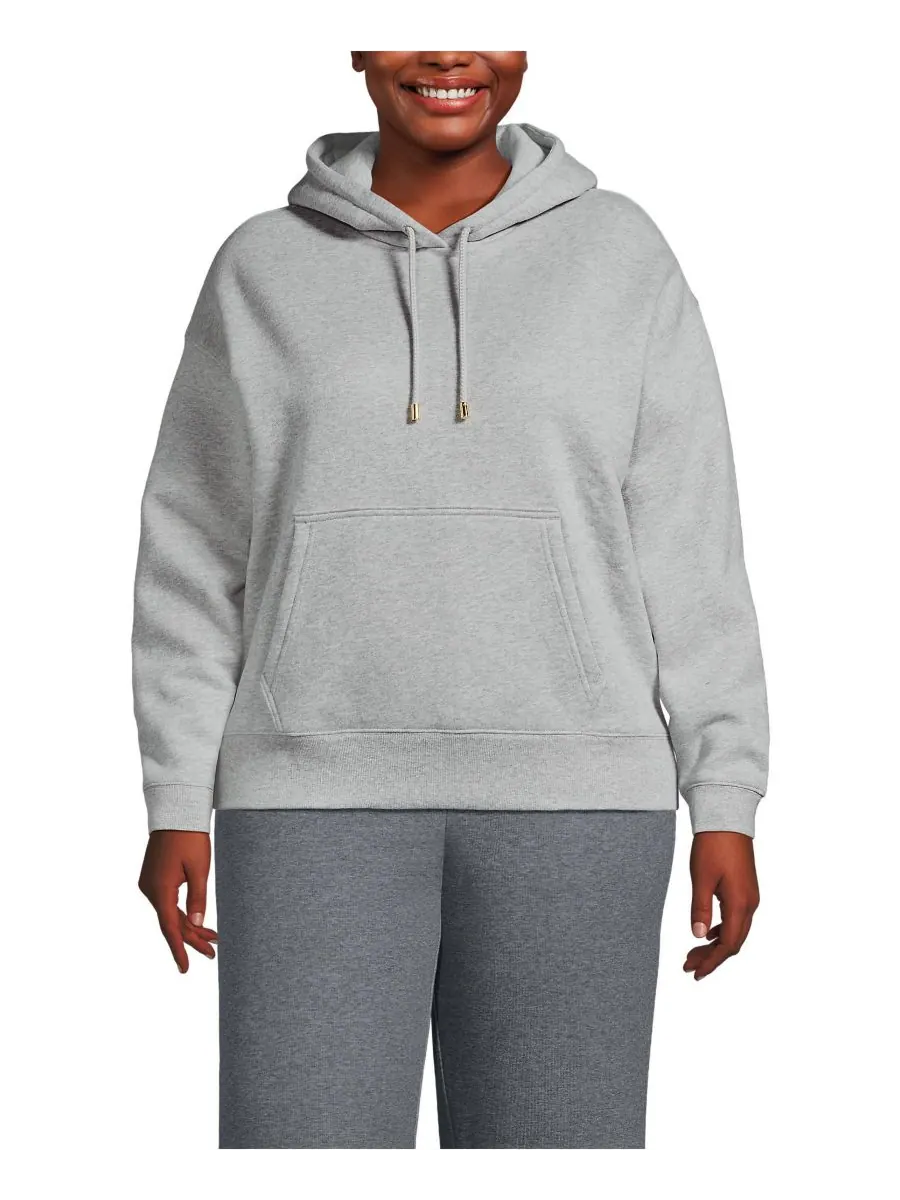 Толстовка с капюшоном Serious Sweats больших размеров Lands' End — изображение 1 из 3, серый