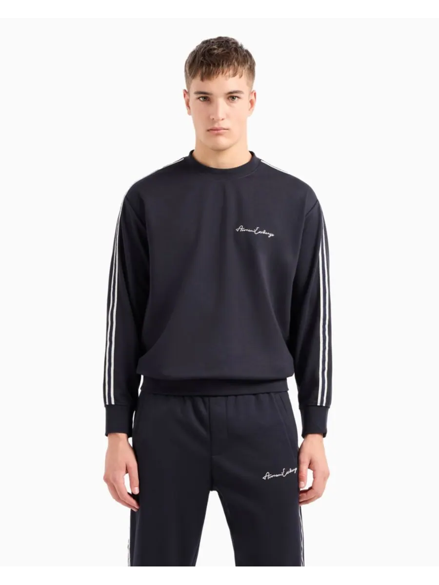 Мужская толстовка в полоску с рукавами и логотипом A|X Armani Exchange — синий