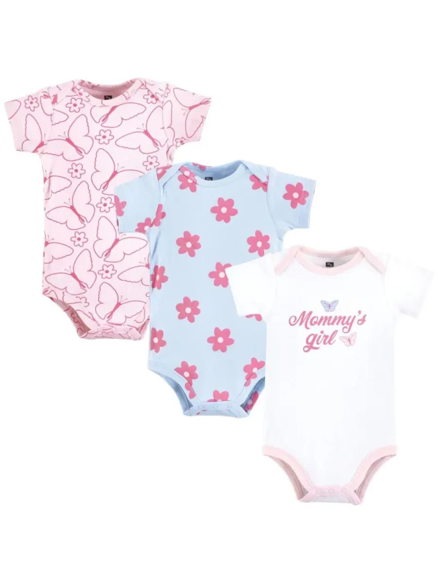 Комплект из 3 мягких хлопковых боди на каждый день Hudson Baby, Mommys Girl Butterfly — изображение 1 из 5