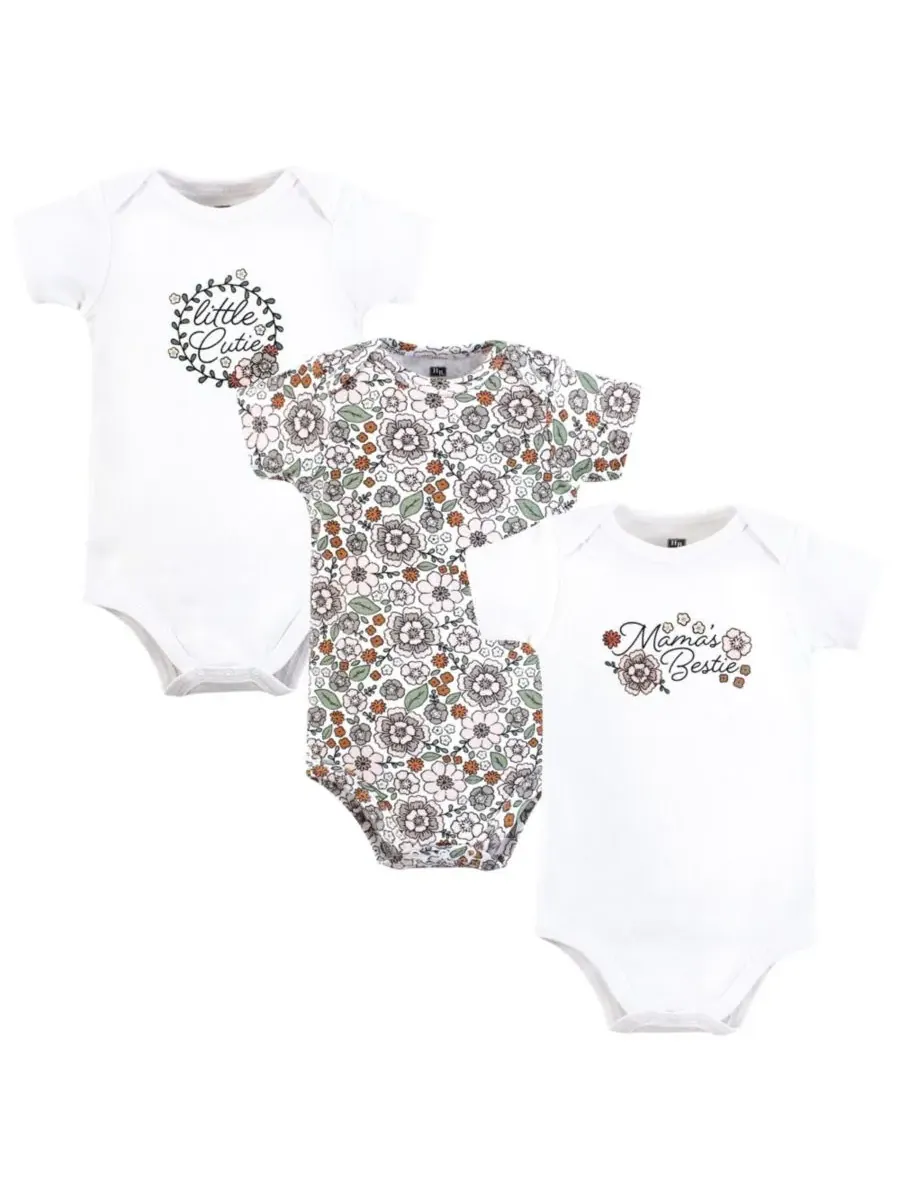 Комплект из 3 мягких хлопковых боди на каждый день Hudson Baby, Mamas Bestie Flower — изображение 1 из 5