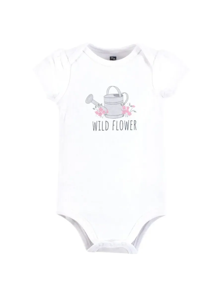 Комплект из 3 мягких хлопковых боди на каждый день Hudson Baby, Wild Flower Garden — изображение 3 из 5