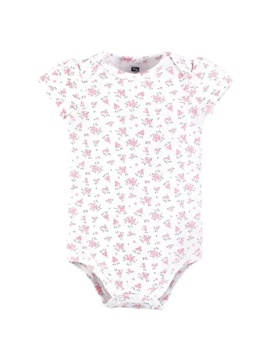 Комплект из 3 мягких хлопковых боди на каждый день Hudson Baby, Wild Flower Garden — изображение 4 из 5