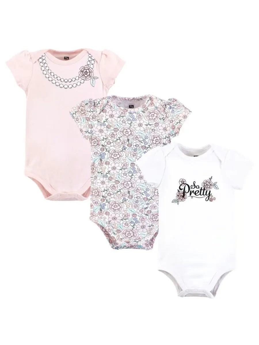 Комплект из 3 мягких хлопковых боди на каждый день Hudson Baby, So Pretty Flower — изображение 1 из 5