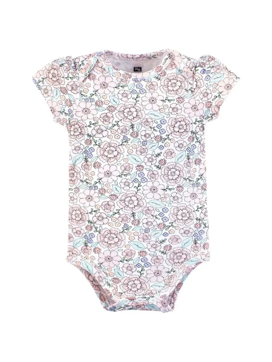 Комплект из 3 мягких хлопковых боди на каждый день Hudson Baby, So Pretty Flower — изображение 4 из 5