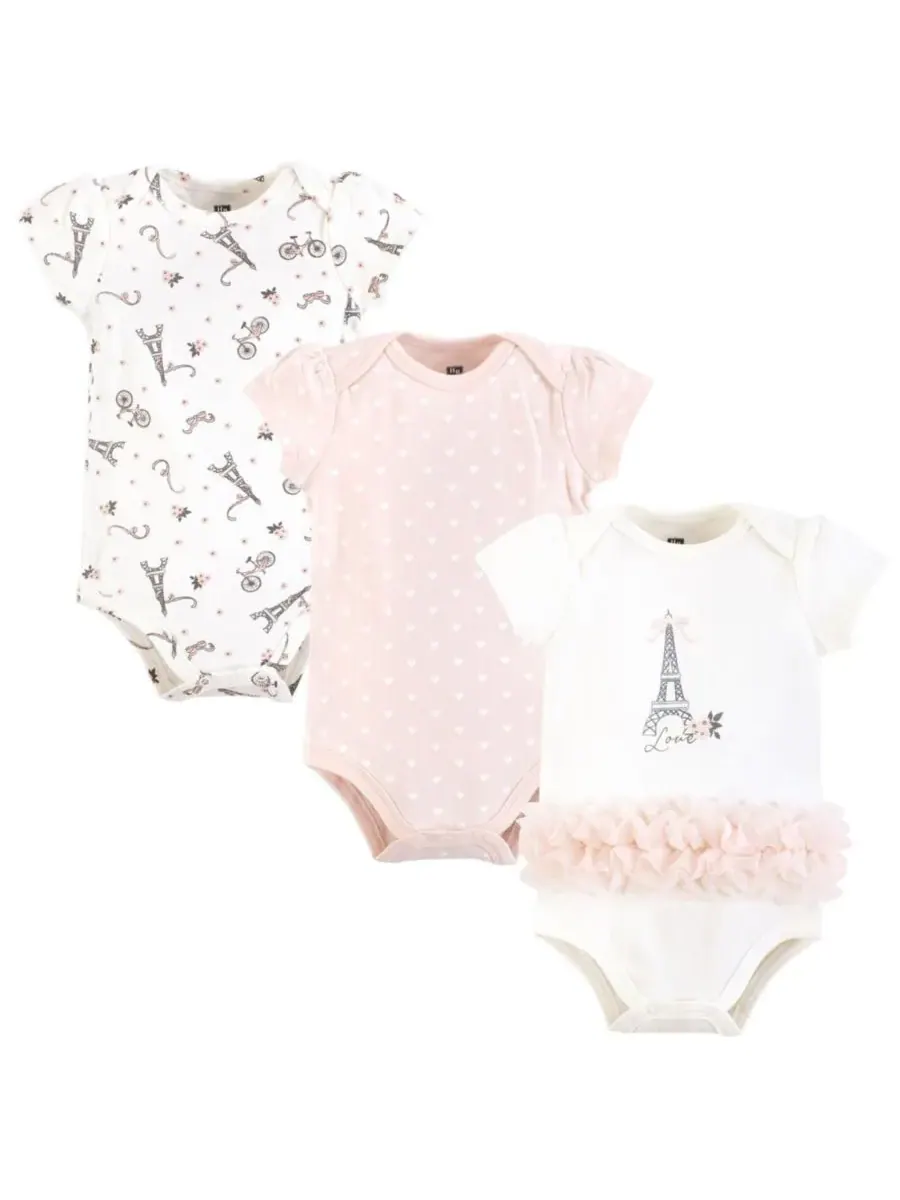 Комплект из 3 мягких хлопковых боди на каждый день Hudson Baby, Paris Tutu — изображение 1 из 5