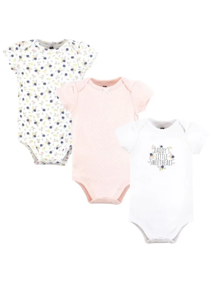 Комплект из 3 мягких хлопковых боди на каждый день Hudson Baby, Daddys Sweetheart — изображение 1 из 5