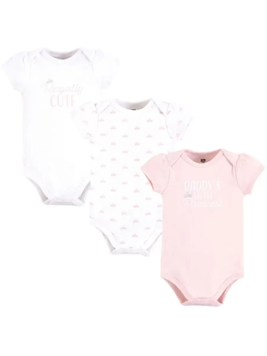 Комплект из 3 мягких хлопковых боди на каждый день Hudson Baby, Daddys Princess Crown — изображение 1 из 5