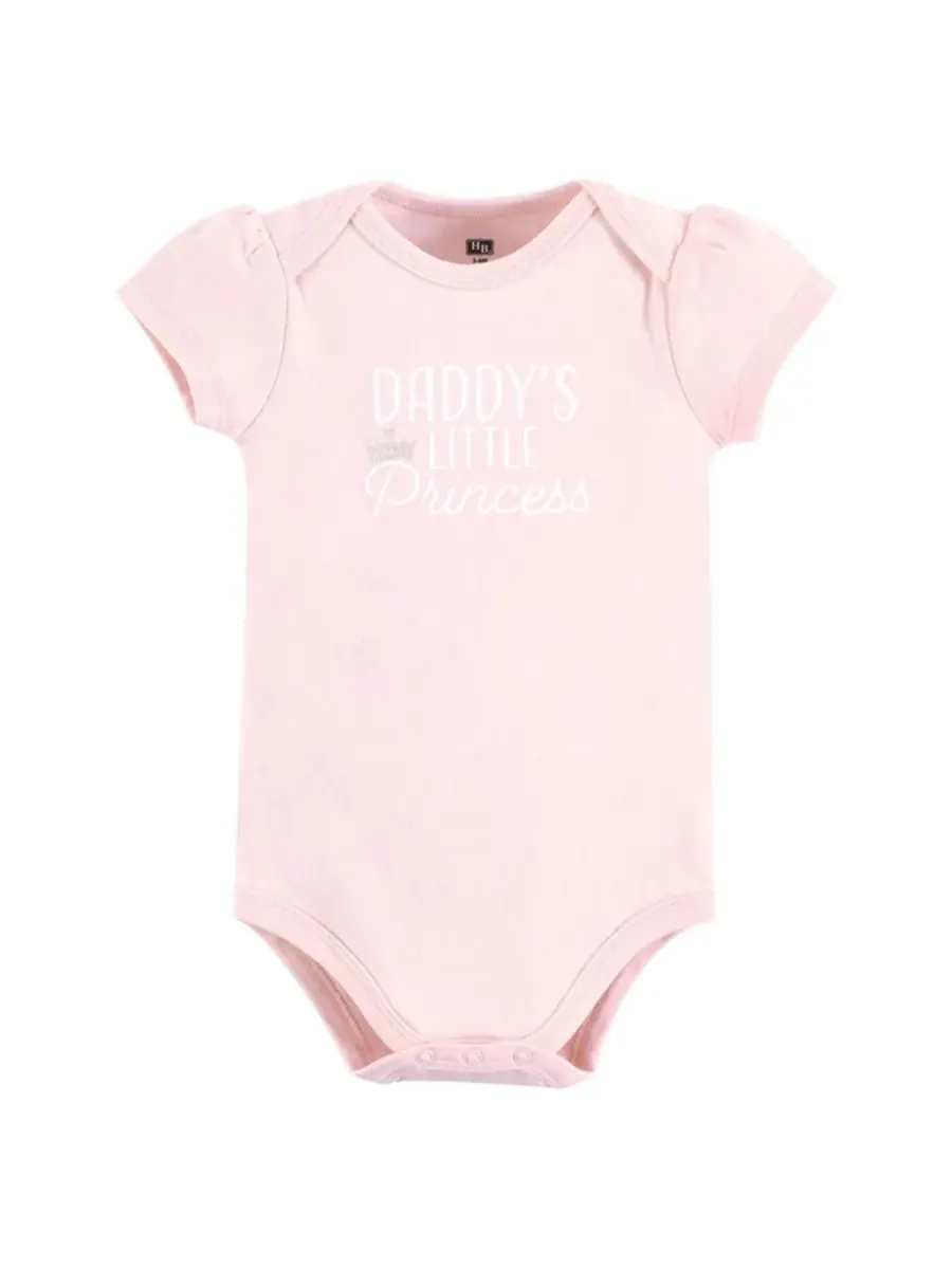 Комплект из 3 мягких хлопковых боди на каждый день Hudson Baby, Daddys Princess Crown — изображение 3 из 5