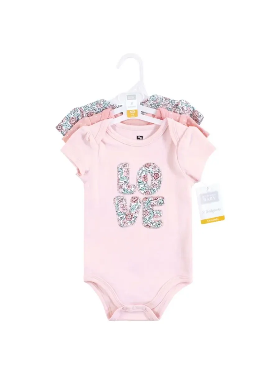 Комплект из 3 мягких хлопковых боди на каждый день Hudson Baby, Love Floral — изображение 5 из 5