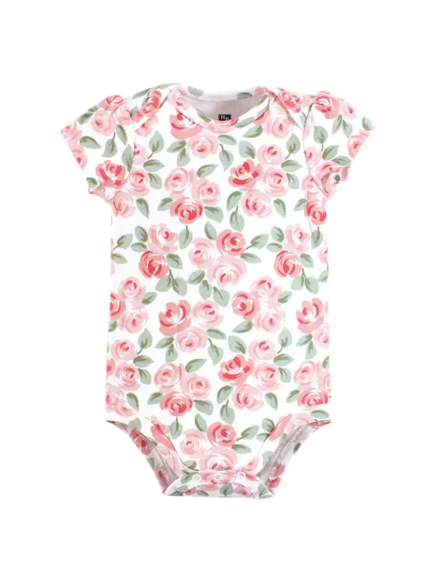 Комплект из 3 мягких хлопковых боди на каждый день Hudson Baby, Coral Floral Daddys Girl — изображение 2 из 5