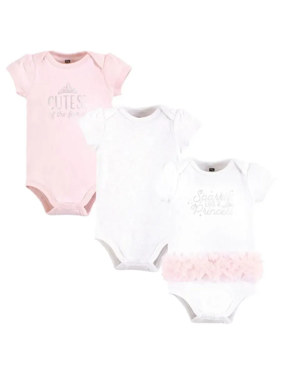 Комплект из 3 мягких хлопковых боди на каждый день Hudson Baby, Sparkle Princess Tutu — изображение 1 из 5