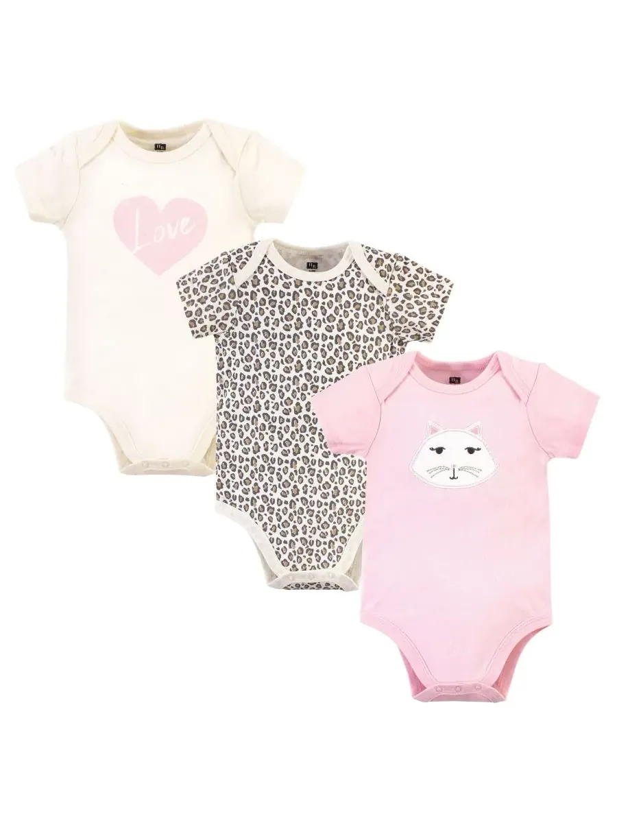 Комплект из 3 мягких хлопковых боди на каждый день Hudson Baby — изображение 1 из 4, розовый