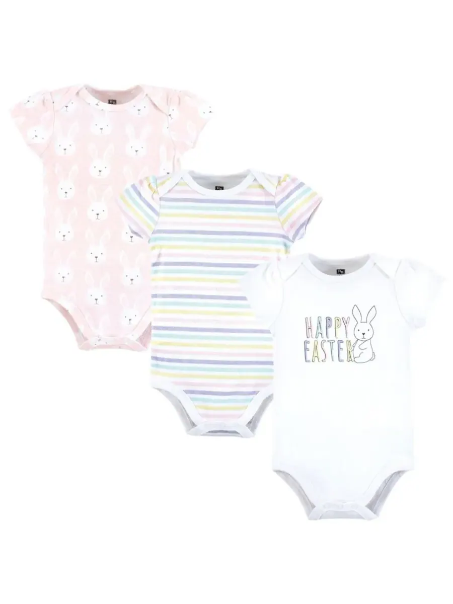 Комплект из 3 мягких хлопковых боди на каждый день Hudson Baby — изображение 1 из 5, розовый