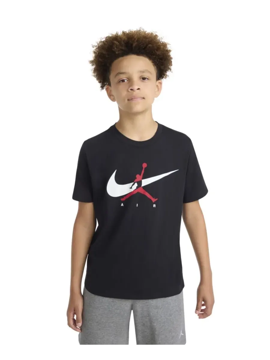 Детская футболка с круглым вырезом и логотипом Jumpman Swoosh (8-20 лет) Jordan — черный