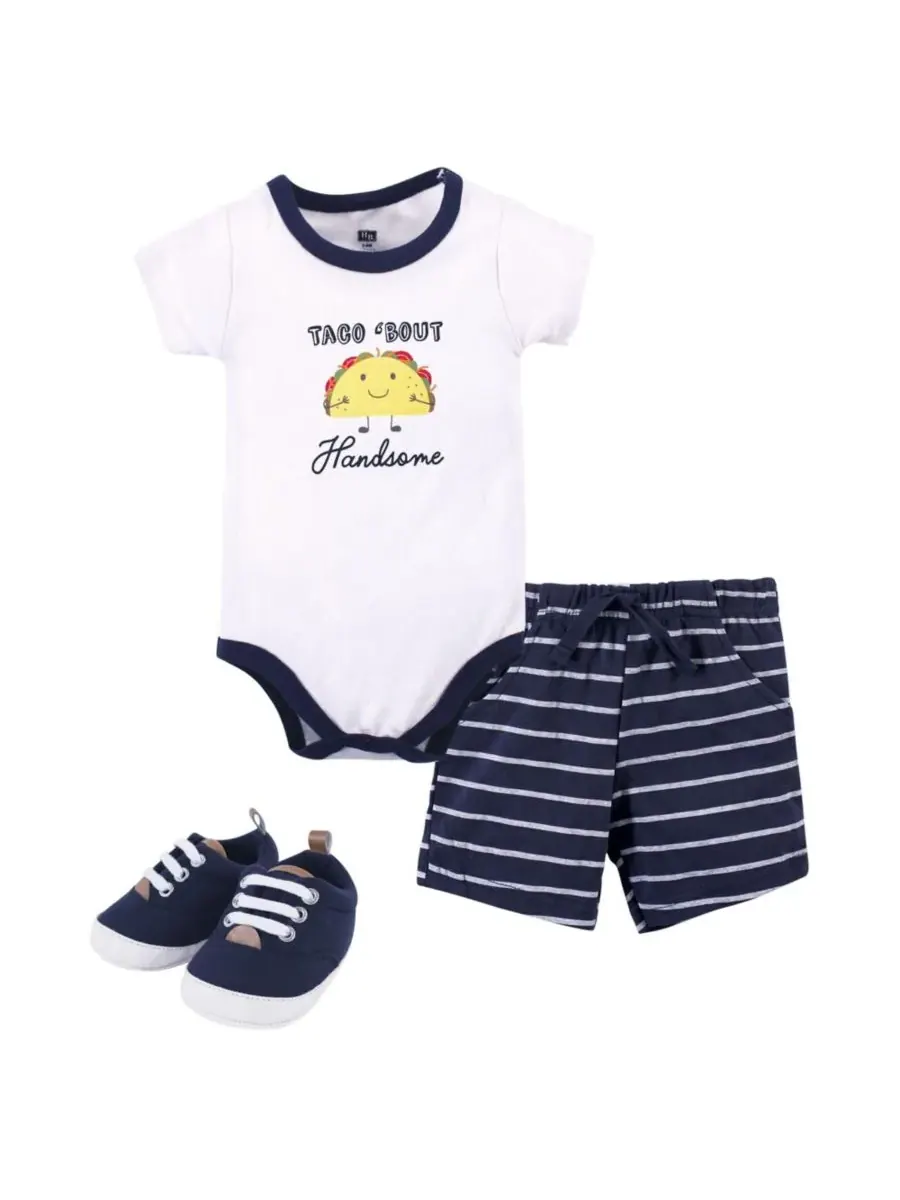 Хлопковый боди, шорты и комплект обуви Hudson Baby, Handsome Taco — изображение 1 из 5